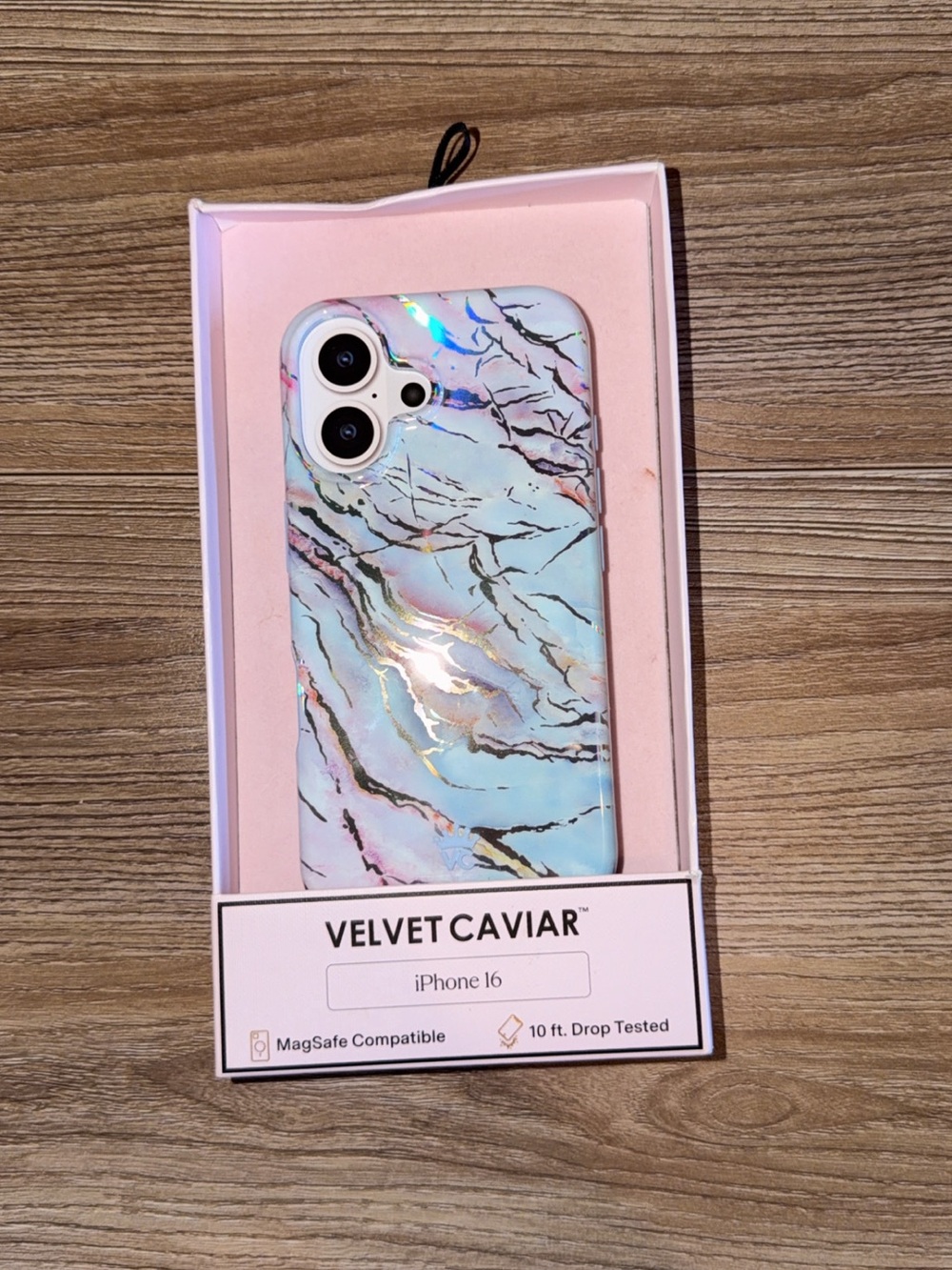 Velvet Caviar Marble iPhone Case - Pastel Pink, Blue & Iridescent Gold